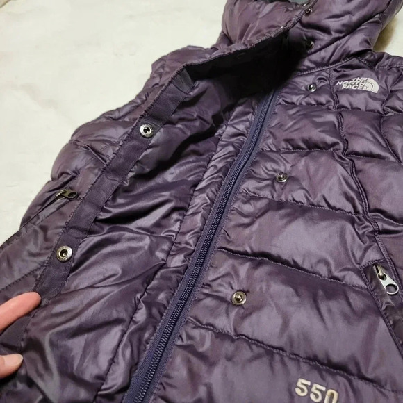 The North Face Oh Snap Purple 550 Down Filled Puffer Vest Hooded Jacket Size XS - Picture 5 of 7